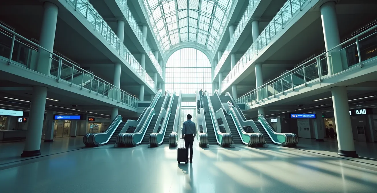 AR-Navigation mit virtuellen Wegweisern in einem komplexen deutschen Bahnhof