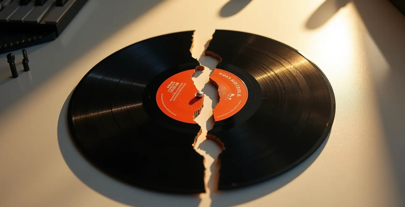 Symbolische Darstellung von Musikrechten und Urheberrechtsverletzungen