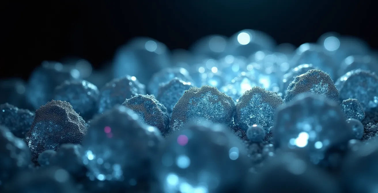 Makroaufnahme von verschlüsselten Datenstrukturen, die die Komplexität der Passwortsicherheit symbolisieren