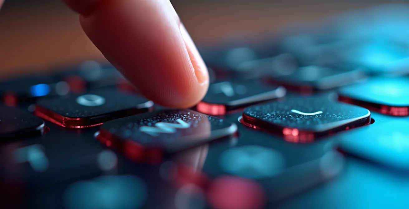 Makroaufnahme eines Fingers, der auf eine unscharfe Smartphone-Tastatur tippt, um das gelernte Wörterbuch zurückzusetzen.