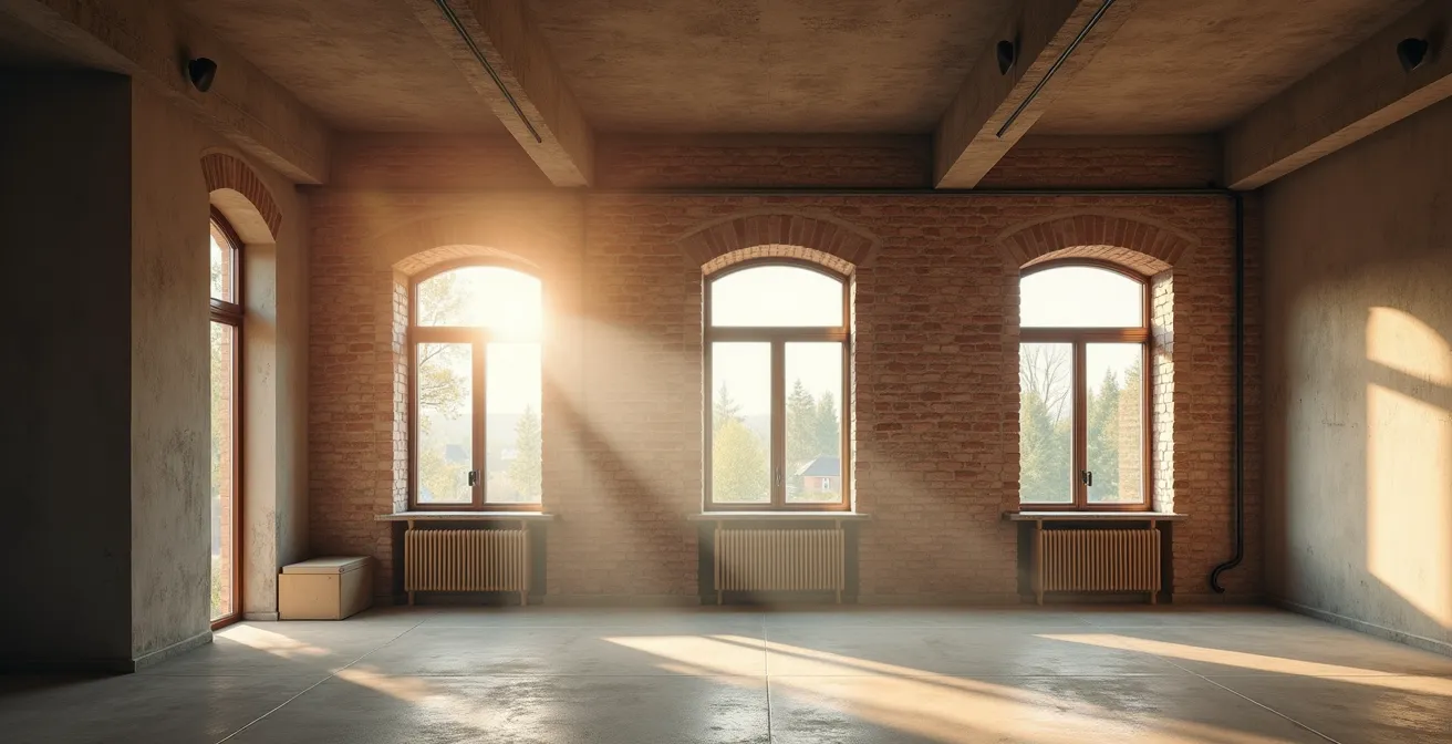 Querschnitt durch deutsche Altbauwohnung zeigt WLAN-Signalausbreitung durch verschiedene Wandtypen