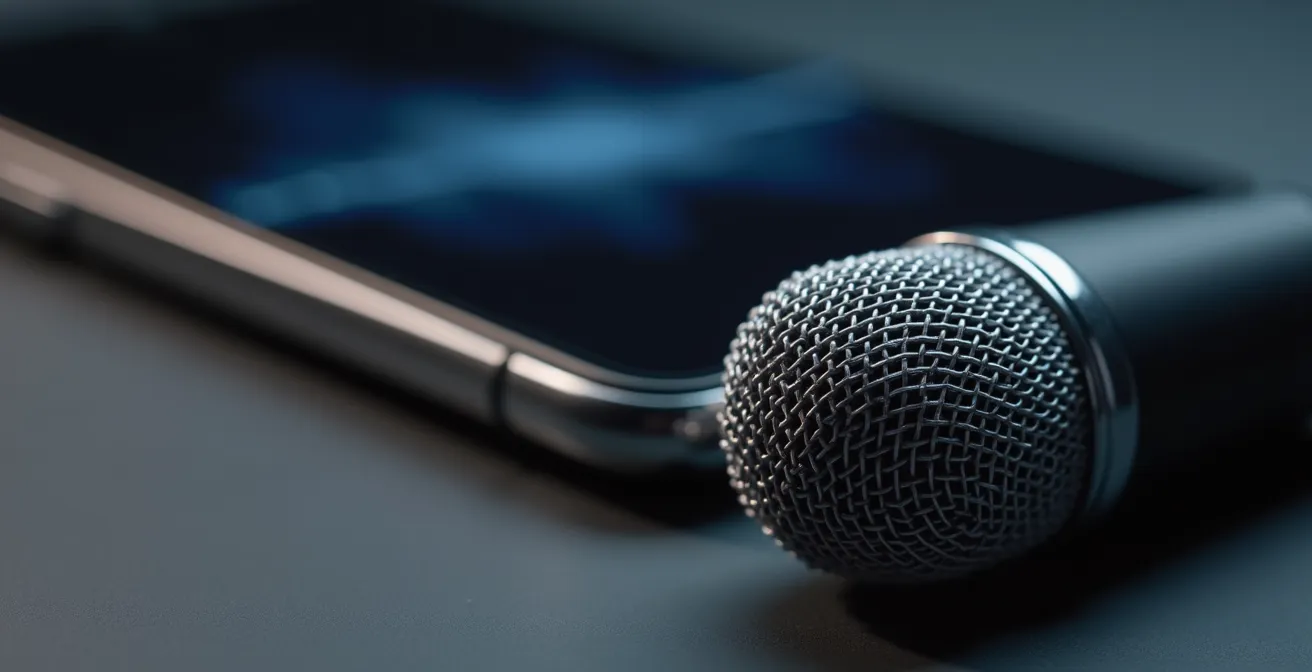 Professionelles Audio-Setup mit zwei Smartphones für hochwertige Tonaufnahmen